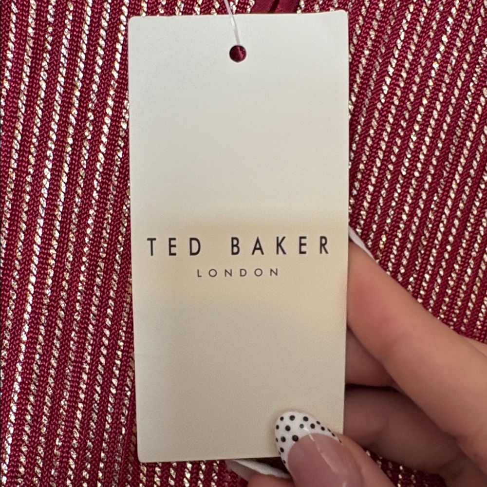 Ted Baker Metallic Raspberry Ribbed Top - Picture 3 of 3